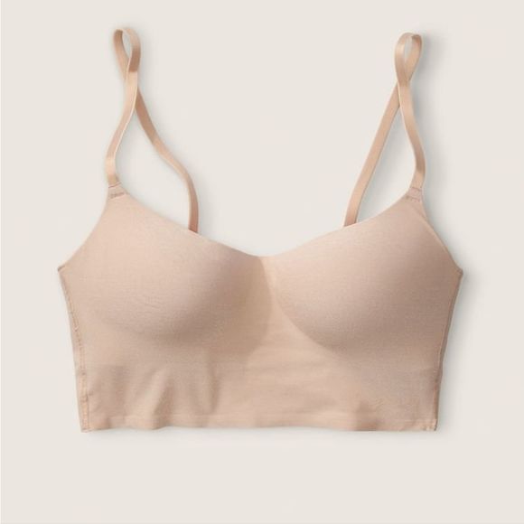 NWT 2PC PINK VICTORIA SECRET NUDE SET SCOOP BRA COTTON LOGO THONG LARGE L - Picture 11 of 12